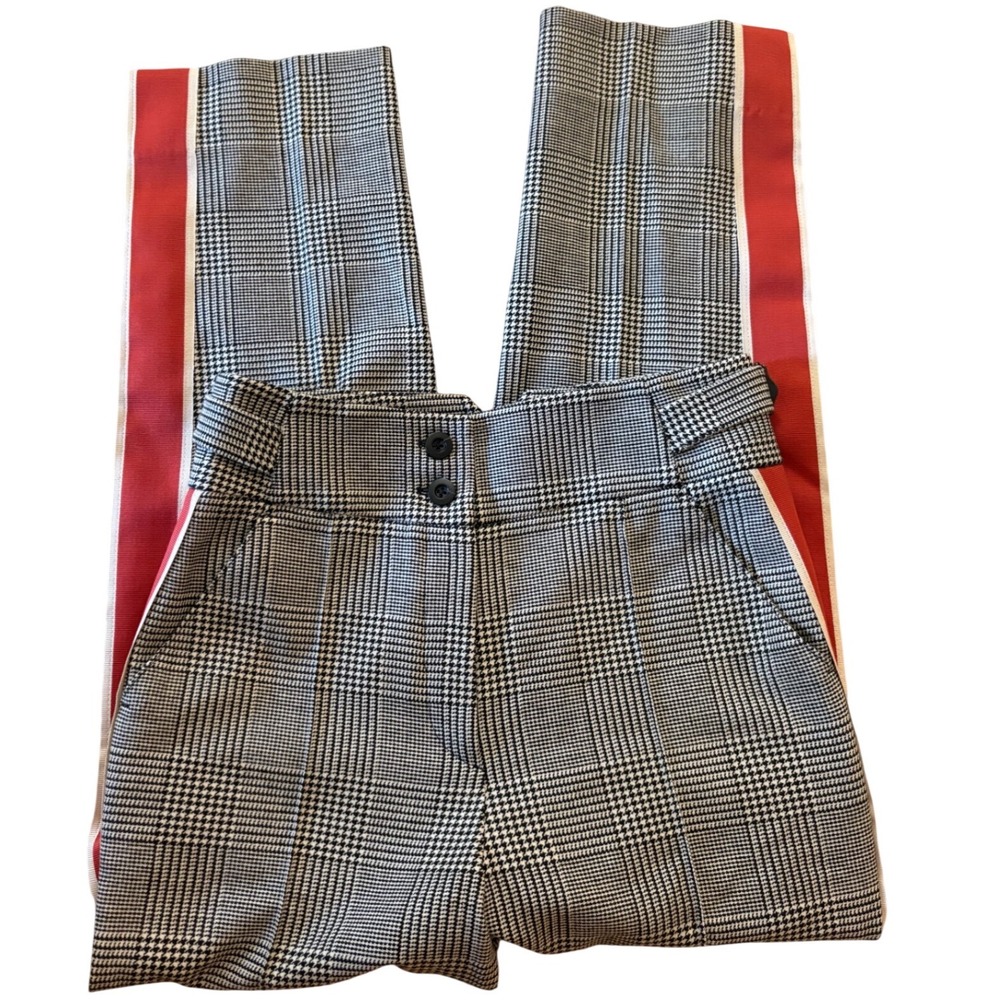 ME+EM Houndstooth Side Stripe Trouser Pants Size 4 Side Buckle